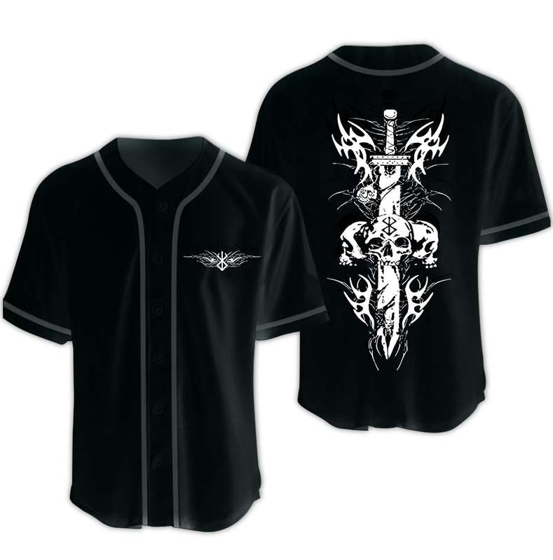 Berserk Skull Death Metal Baseball Jersey - Kurodrip