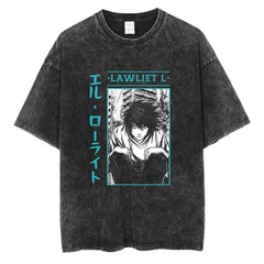 Kurodrip "Lawliet" Death Note Vintage Washed Oversized T-Shirt