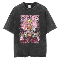 Doflamingo Tshirt,One Piece T-Shirt, One Piece Merch, One Piece Clothing, Unisex Premium Vintage Washed T-Shirt, Manga Anime T-Shirt - Kurodrip