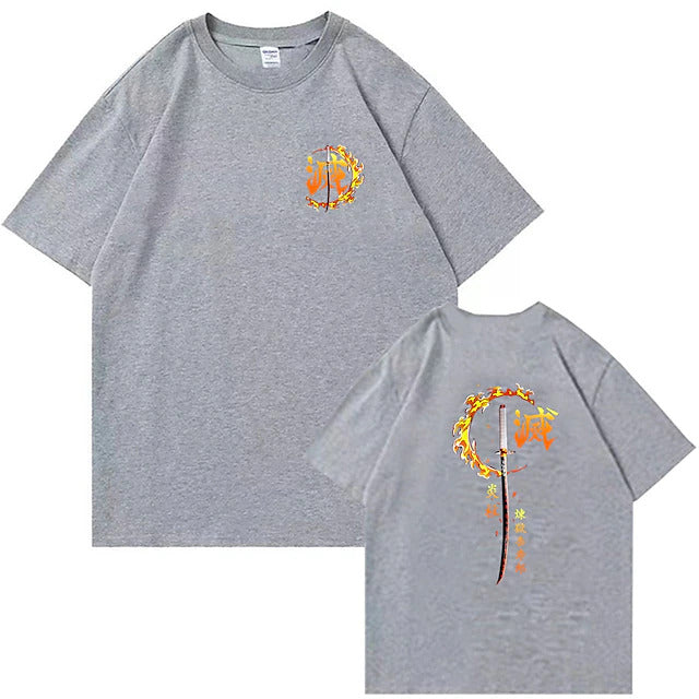 Rengoku X Sword - Demon Slayer Oversize T Shirt - Kurodrip