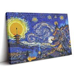 Village on Fire Gintama Starry Night Canvas Print Wall Art - Kurodrip