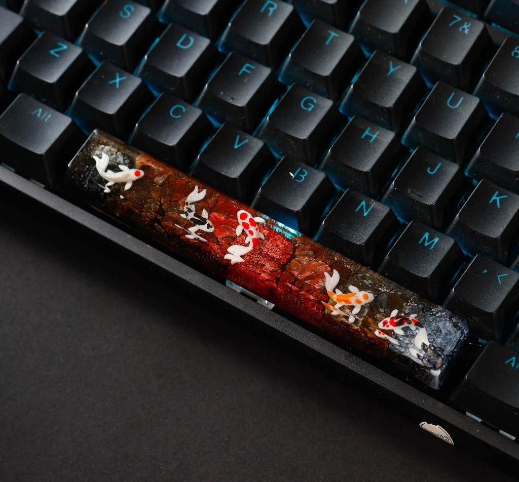 Black and Red Koi Spacebar Keycap - Kurodrip