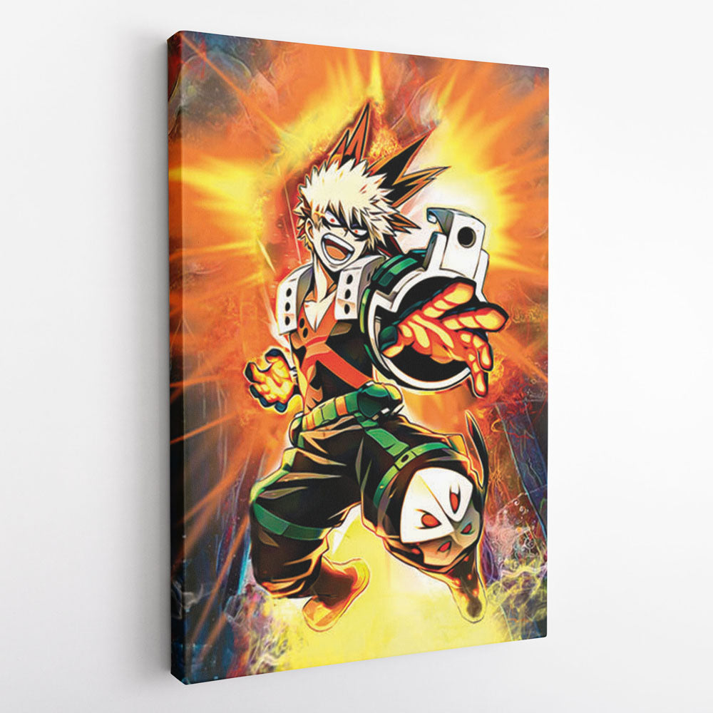 Blazing Bakugo My Hero Academia Vertical Canvas Print Wall Art - Kurodrip