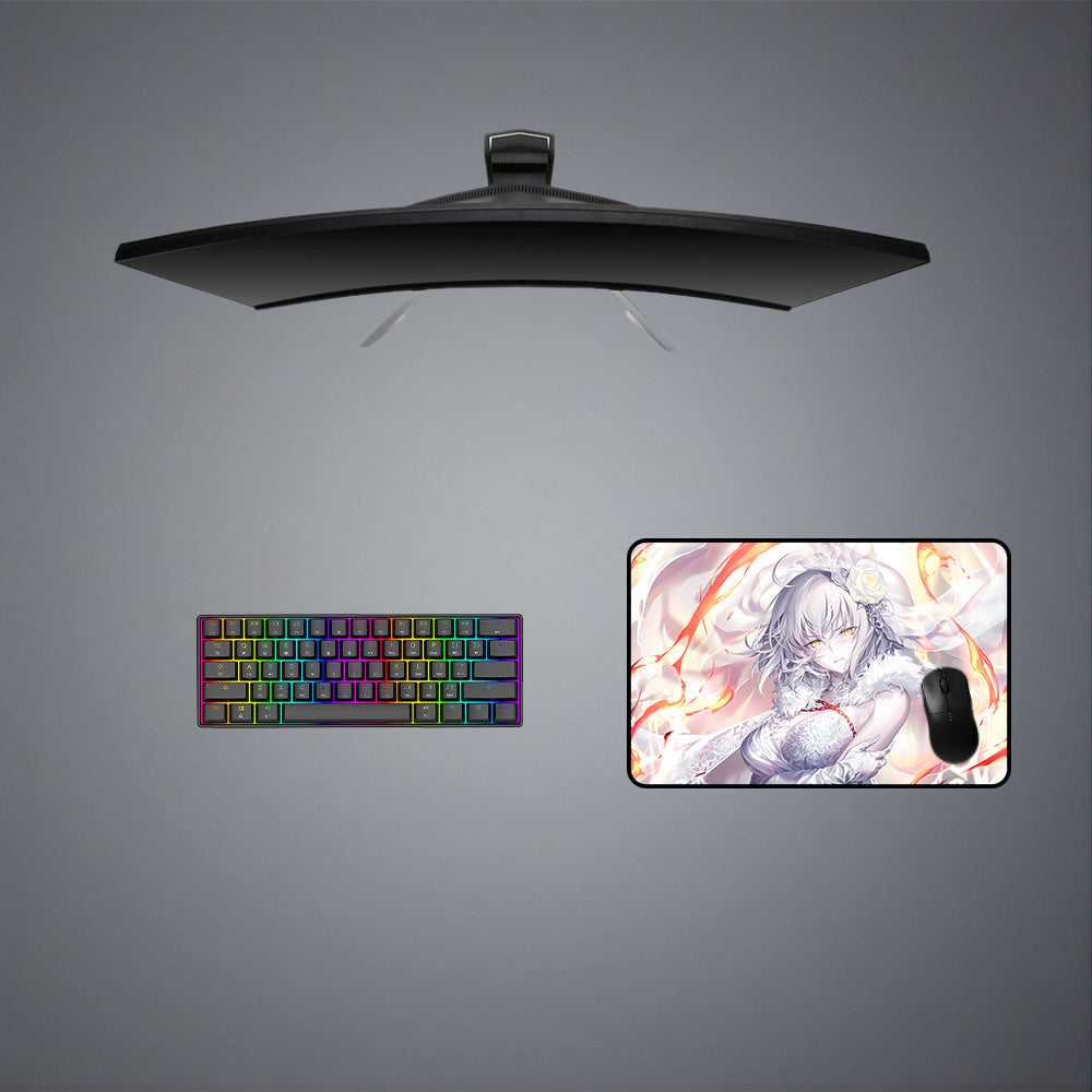 Jeanne d'Arc White Design M-XXL Size Gaming Mouse Pad, Computer Desk Mat