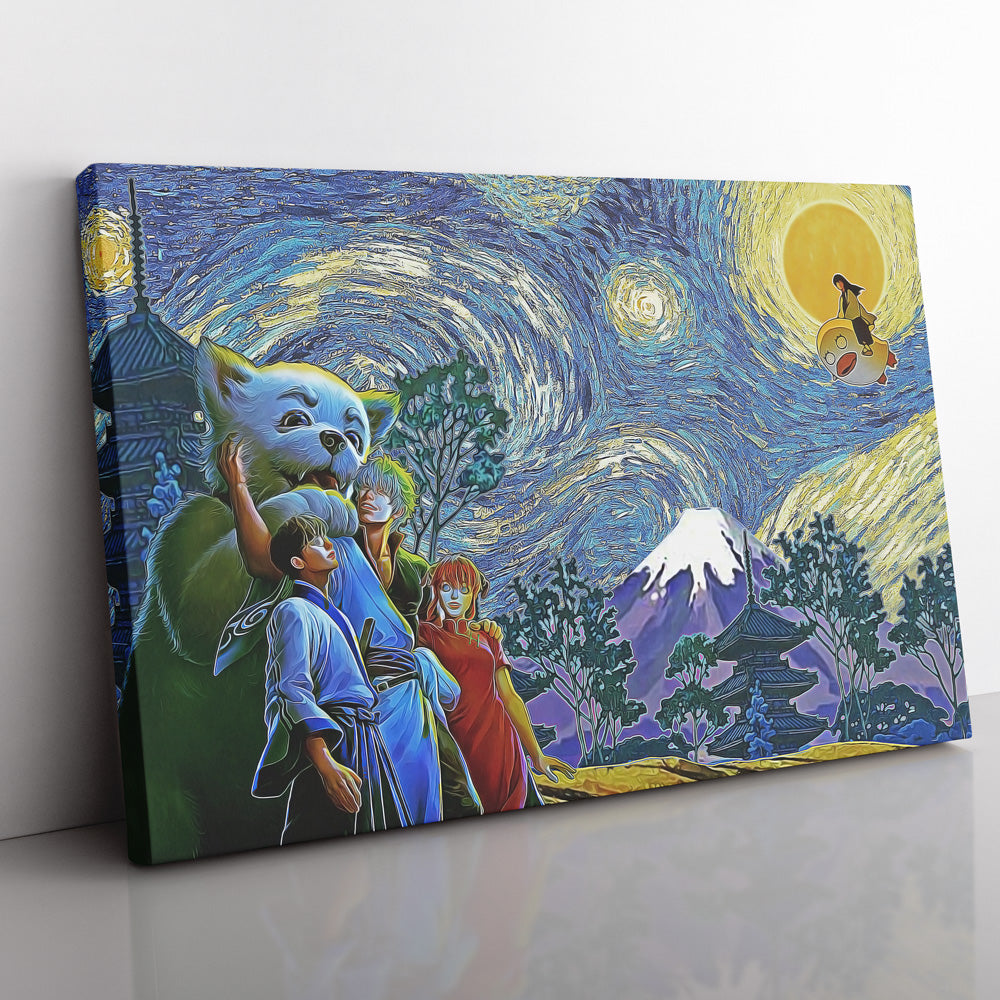 Happy Bonding Gintama Starry Night Canvas Print Wall Art - Kurodrip