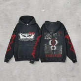 Anime Berserk Retro Washed 2-Sided Vintage Oversized Hoodie - Kurodrip