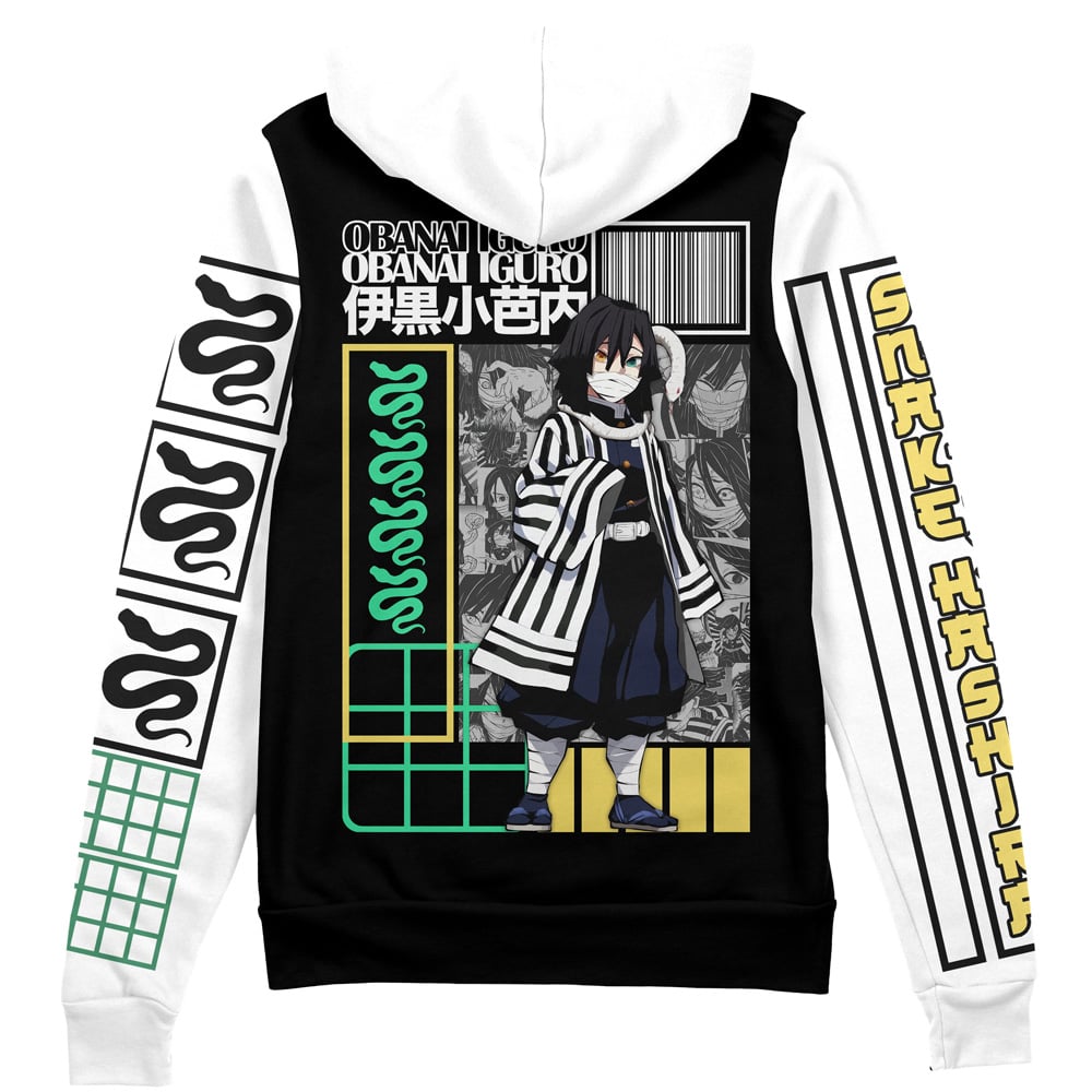 Obanai Iguro Demon Slayer" Streetwear Zip Hoodie Jacket