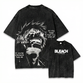Bleach Inspired Washed Black Oversized Anime Graphic T Shirt