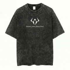 Sukuna Inspired Washed Black Oversized Anime Graphic T Shirt