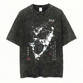 Kurodrip Gojo Satoru Ink Art Jujutsu Kaisen Washed Black Oversized Anime Graphic T Shirt