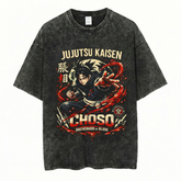Kurodrip Choso Brotherhood of Blood Jujutsu Kaisen Washed Black Oversized Anime Graphic T Shirt