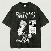 Kurodrip Satoru Gojo The Honored One Manga Panel Jujutsu Kaisen Washed Black Oversized Anime Graphic T Shirt