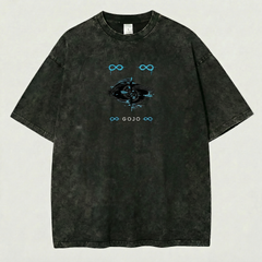 Gojo Satoru Infinity Six Eyes Washed Black Oversized Anime Graphic T Shirt