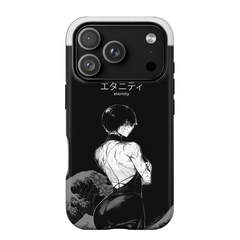 Kurodrip Levi Ackerman Attack on Titan Black Eternity Japanese Wave Back View Dark Minimalist Protective Phone Case