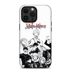 Kurodrip Jujutsu Kaisen All Characters Group Manga Art White Background Bold Red Logo Fan Collage Protective Phone Case