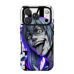 Kurodrip Mahito Jujutsu Kaisen Neon Purple Stitched Face Tongue Out Cursed Spirit Close Up Protective Phone Case