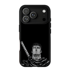 Kurodrip Guts Berserk Black Swordsman Minimalist Manga Sketch Dark Sword Pure Black Protective Phone Case