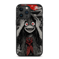Kurodrip Dark Horror Anime School Girl Red Eyes Fang Smile Japanese Temple Blood Sky Junji Ito Protective Phone Case