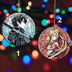 Dynamic Duo Ornaments: Anime-Inspired Stained Suncatcher Ornament | Anime Ornaments