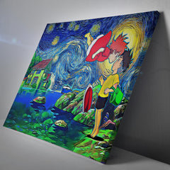 Ponyo Starry Night Studio Ghibli Canvas Print Wall Art - Kurodrip