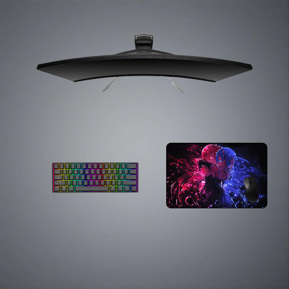 Re:Zero Ram & Rem Design M-XXL Size Gaming Mouse Pad, Computer Desk Mat
