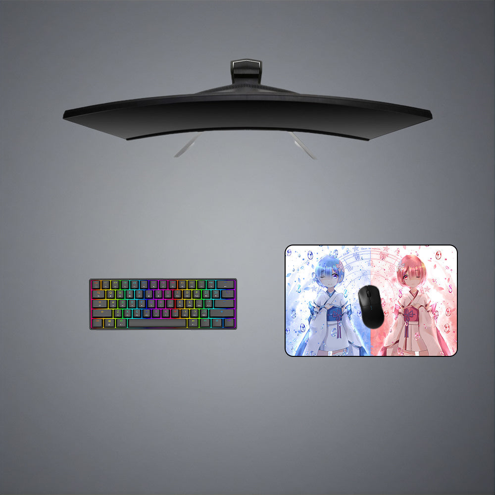 Re:Zero Sisters Design M-XXL Size Gaming Mouse Pad, Computer Desk Mat