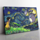 Totoro Starry Night Studio Ghibli Canvas Print Wall Art - Kurodrip