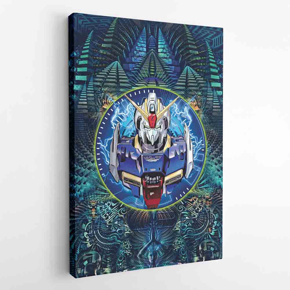 Trippy Abstract Gundam Canvas Print Wall Art - Kurodrip