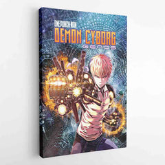 Trippy Genos One Punch Man Canvas Print Wall Art - Kurodrip