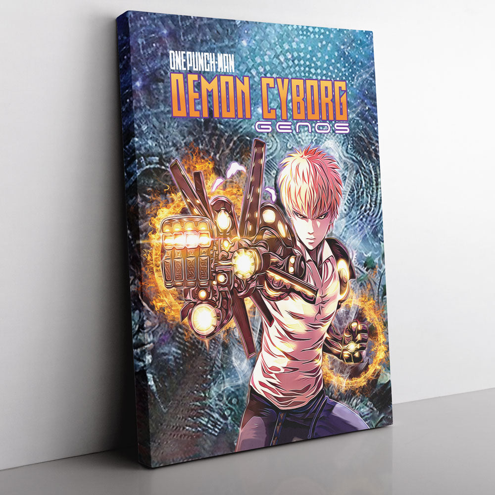 Trippy Genos One Punch Man Canvas Print Wall Art - Kurodrip