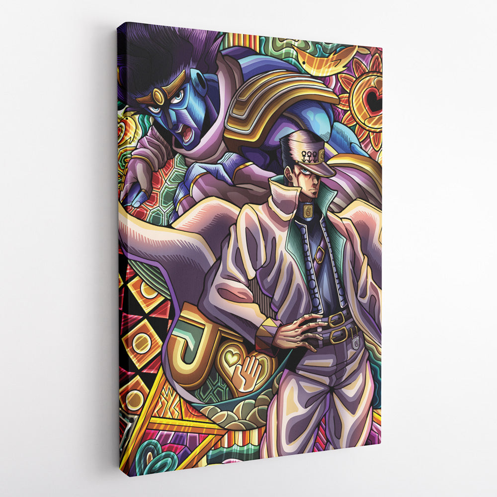 Trippy Jotaro Kujo JoJo's Bizarre Adventure Canvas Print Wall Art - Kurodrip