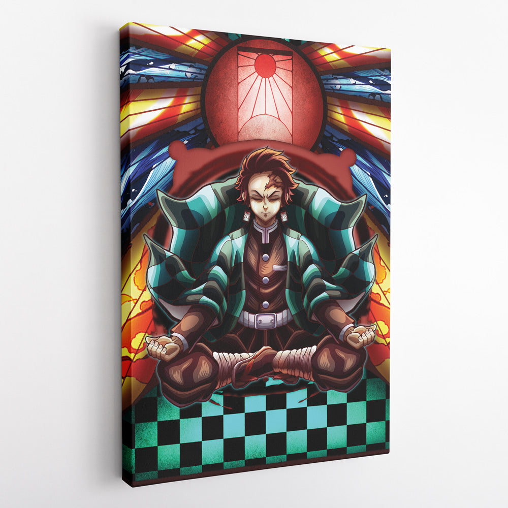 Trippy Kamado Tanjiro Demon Slayer Vertical Canvas Print Wall Art - Kurodrip