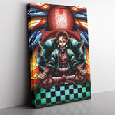 Trippy Kamado Tanjiro Demon Slayer Vertical Canvas Print Wall Art - Kurodrip
