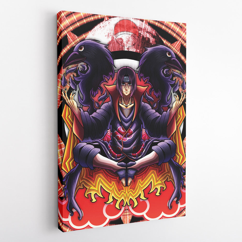 Trippy Meditating Itachi Akatsuki Naruto Canvas Print Wall Art - Kurodrip