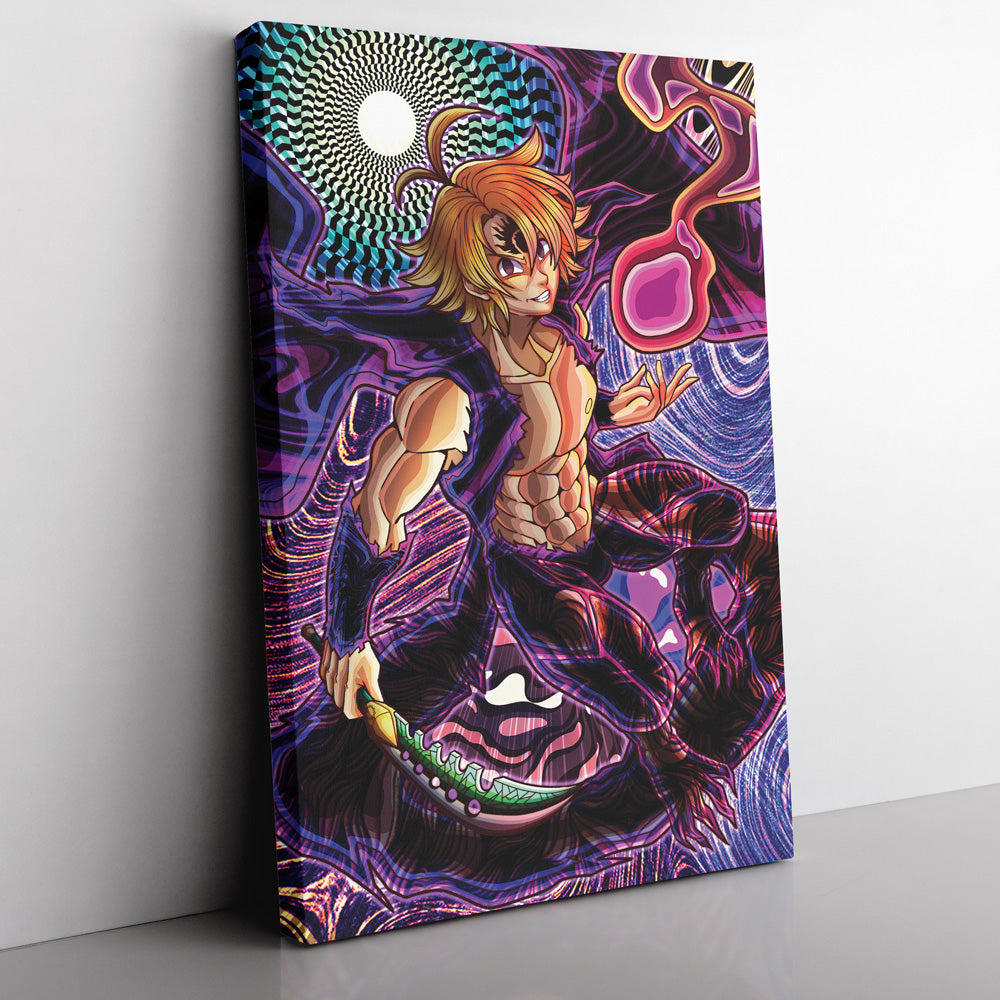 Trippy Meliodas Assault Mode Seven Deadly Sins Canvas Print Wall Art - Kurodrip