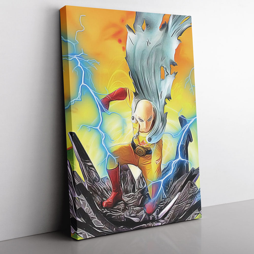 Trippy Power Saitama One Punch Man Canvas Print Wall Art - Kurodrip