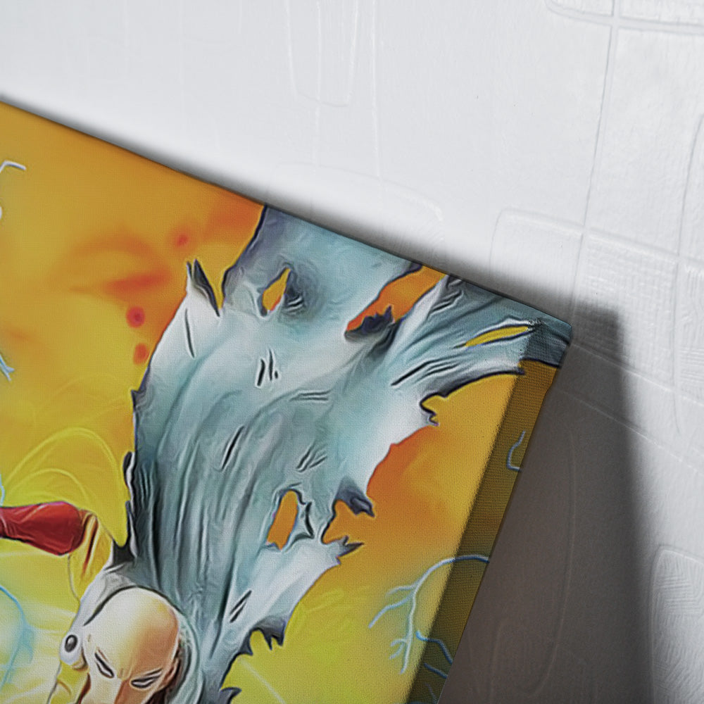 Trippy Power Saitama One Punch Man Canvas Print Wall Art - Kurodrip