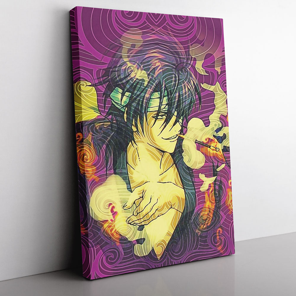 Trippy Smokin Shinsuke Gintama Canvas Print Wall Art - Kurodrip