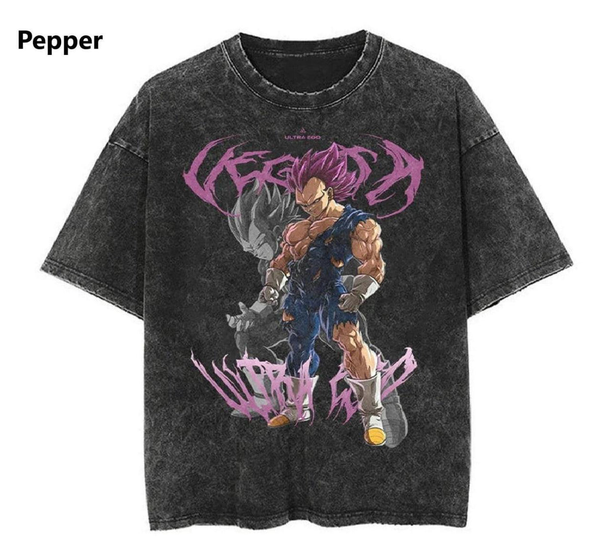 Vegeta Ultra Ego Dragon Ball Super Vintage Washed Oversized T-Shirt - Kurodrip