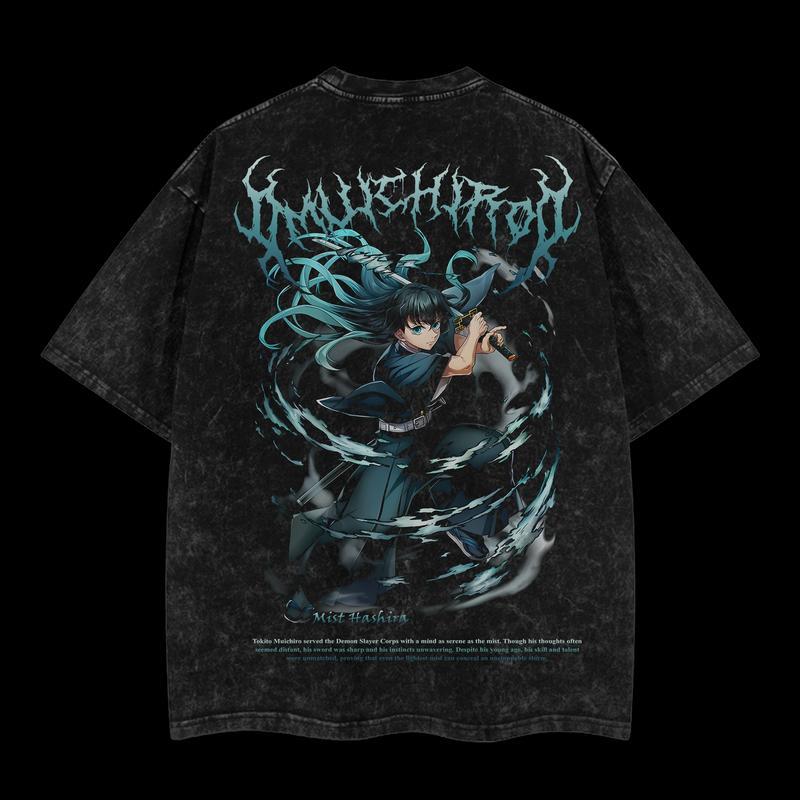 Kurodrip "Muichiro Tokito" Demon Slayer: Kimetsu no Yaiba Vintage Washed Oversized T-Shirt