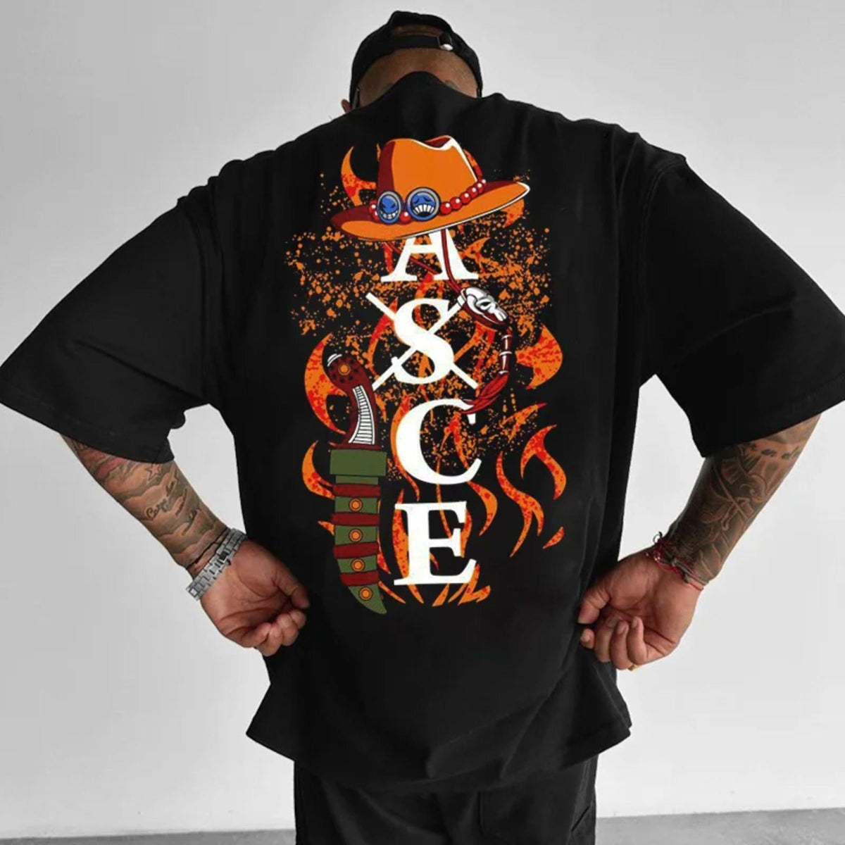 Vintage ASCE One Piece Unsiex T-shirt, Cool Staw Hat One Piece Anime Sweatshirt, Portgas D. Ace Hoodie, Love Manga Anime Merch - Kurodrip
