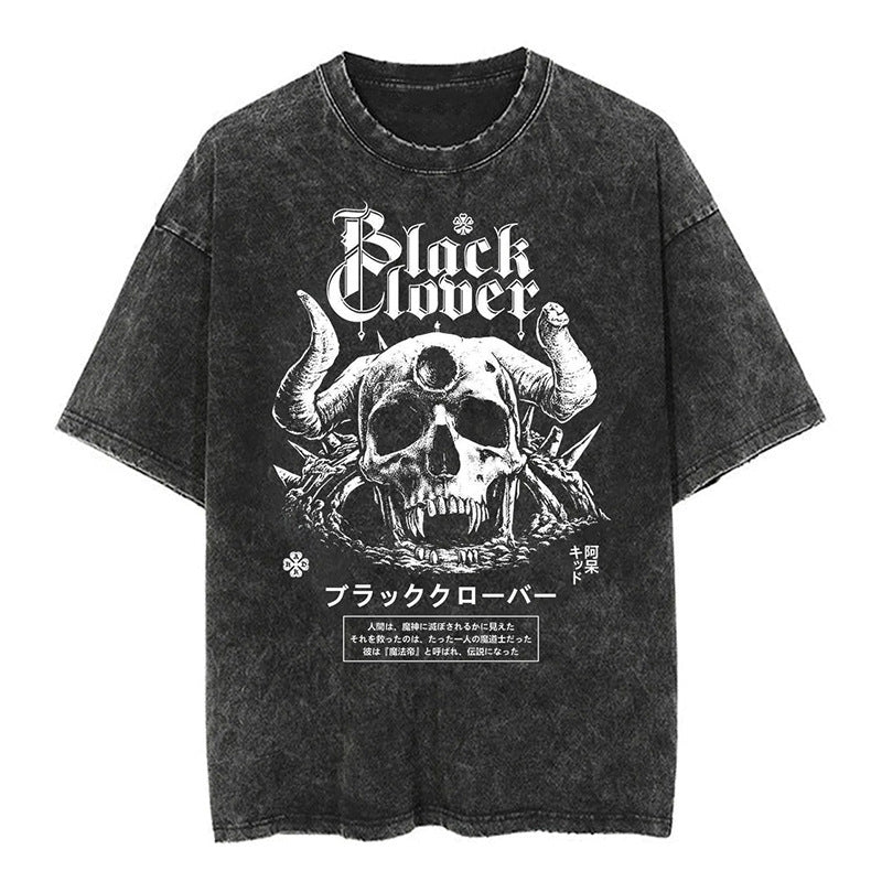 Kurodrip "Demon Skull" Black Clover Vintage Washed Oversized T-Shirt