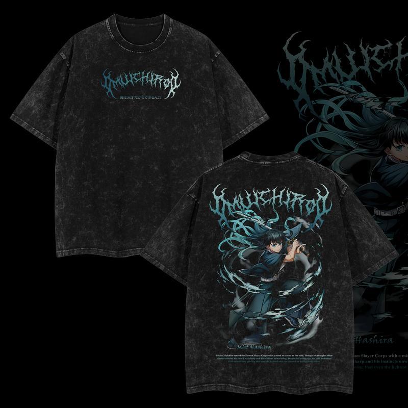 Kurodrip "Muichiro Tokito" Demon Slayer: Kimetsu no Yaiba Vintage Washed Oversized T-Shirt