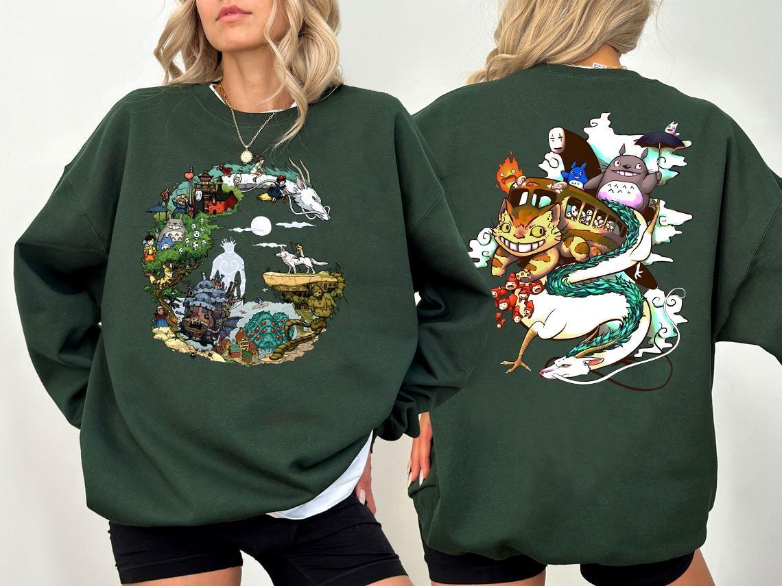 Studio Ghibli Movies Sweatshirt, Howls Moving Castle, Spirited Away, The Boy and the Heron, Hayao Miyazaki, Ghibli Totoro Shirt - Kurodrip