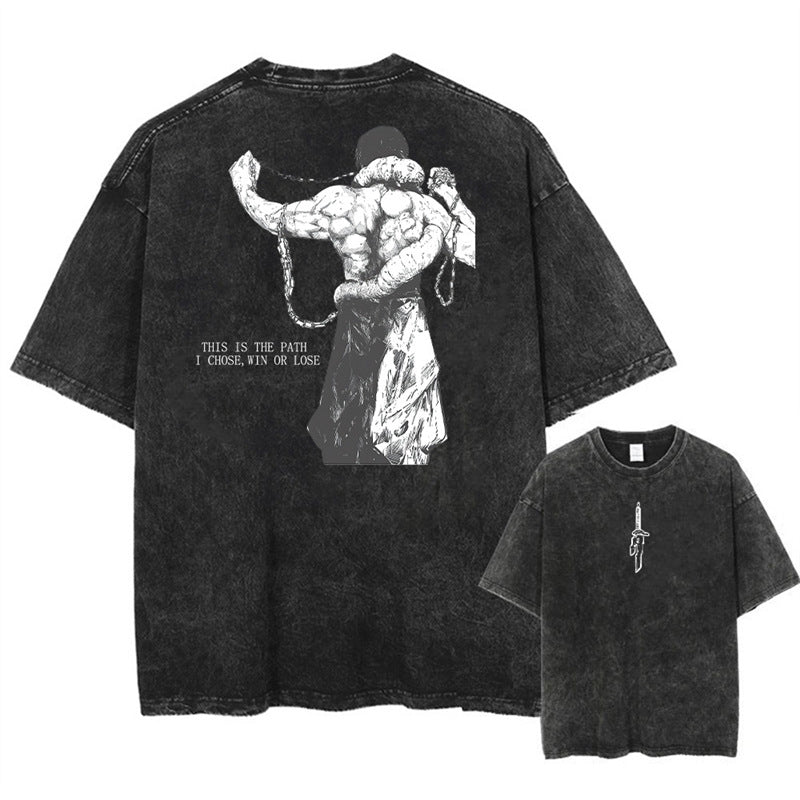 Kurodrip "Win or Lose" Jujutsu Kaisen Vintage Washed Oversized T-Shirt