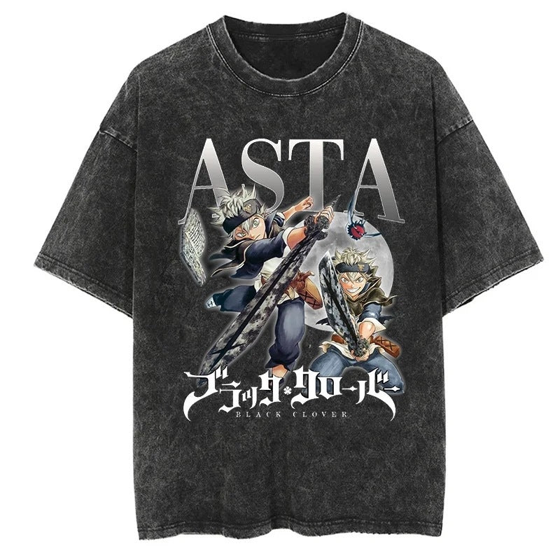 Kurodrip "Asta" Black Clover Vintage Washed Oversized T-Shirt