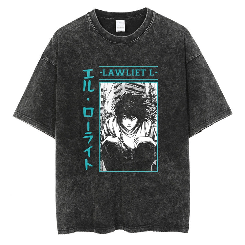 Kurodrip "Lawliet" Death Note Vintage Washed Oversized T-Shirt