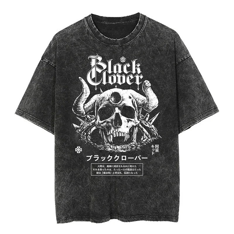 Kurodrip "Demon Skull" Black Clover Vintage Washed Oversized T-Shirt