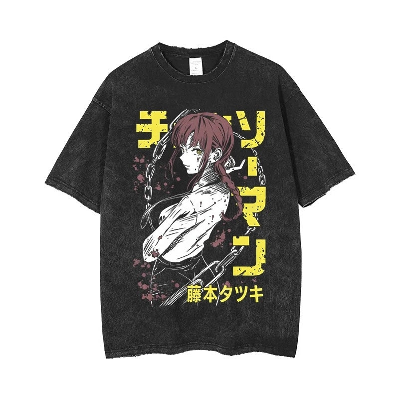 Kurodrip "Makima Chain" Chainsaw Man Vintage Washed Oversized T-Shirt