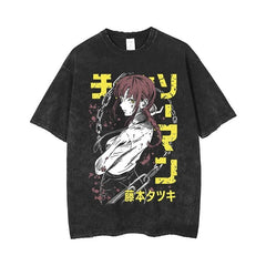 Kurodrip "Makima Chain" Chainsaw Man Vintage Washed Oversized T-Shirt